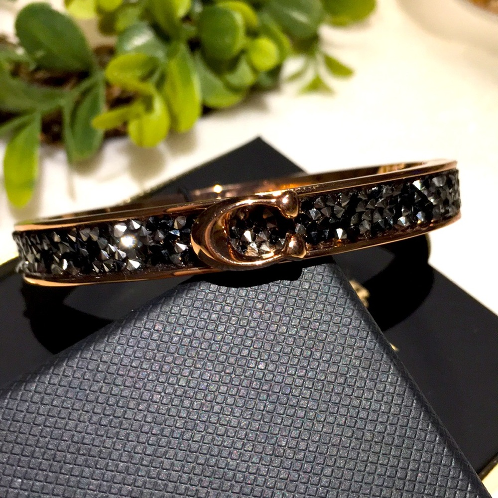 🐴Coach® Rose Gold Bracelet w/ Black Crystals🐴